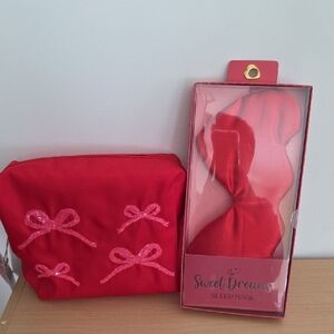 Sweet Dreams NWT Satin Sleep Mask & NWT red Nylon Cosmetic Bag Bundle